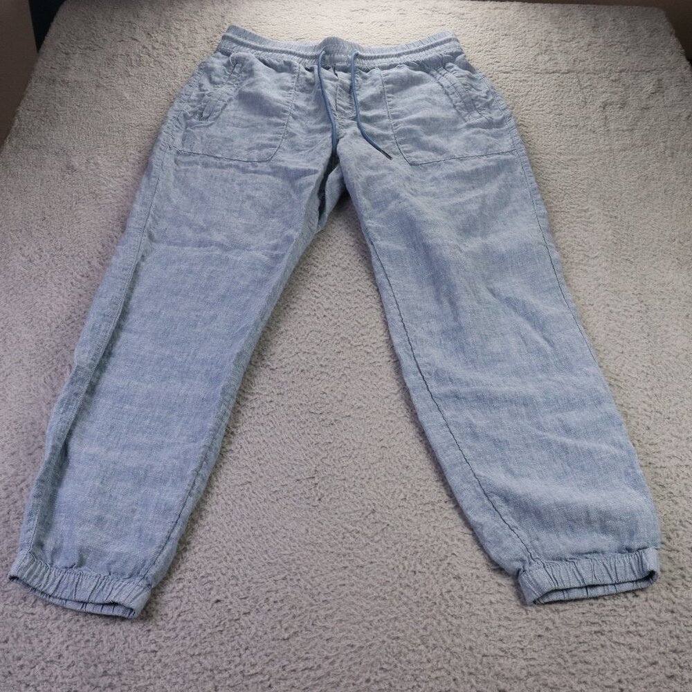 Athleta Light Blue Linen-Blend Joggers